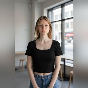 Universal Thread Black Scoop Neck Crop Top